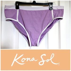 KONA SOL - NWT - L Sz 2X Terry-Textured High Waist, High Leg Bikini Bottoms